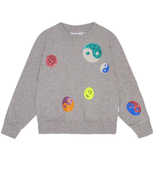 Se Molo Molo Sweatshirt - Marge - Grey Melange m. Palietter ved KidsWorld