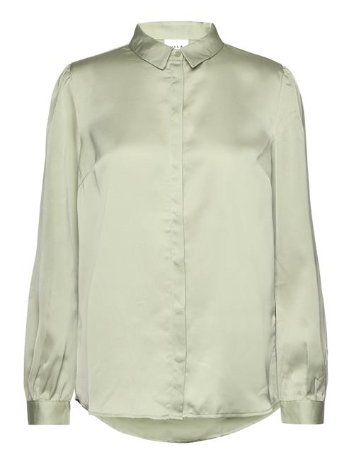 Viellette Satin L/S Shirt - Noos Vila Green