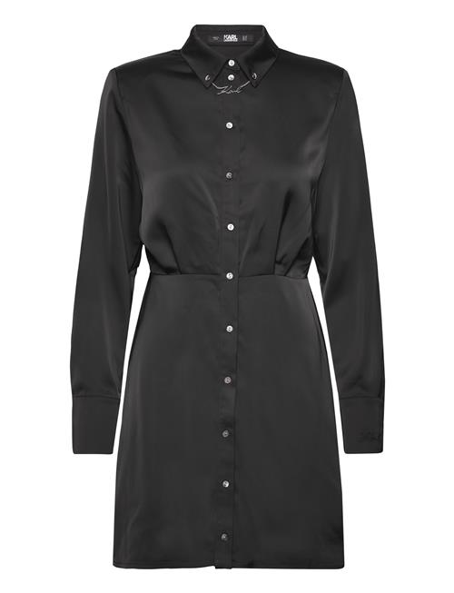 Karl Lagerfeld Karl Charm Satin Shirt Dress Karl Lagerfeld Black