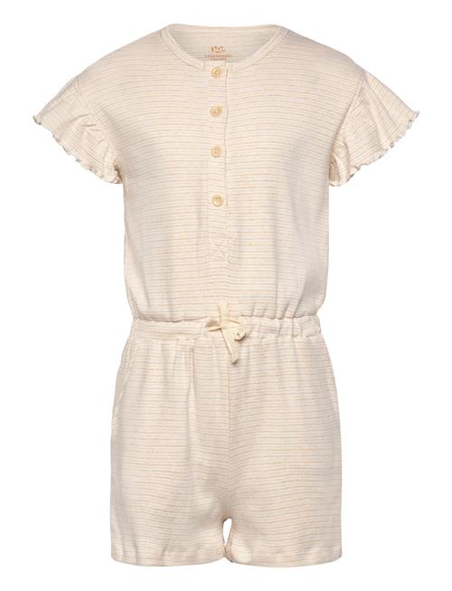 Copenhagen Colors Striped Jumpsuit With Ruffles Copenhagen Colors Beige