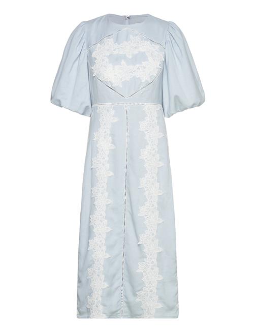 Malina Rudy Embroidered Linen Midi Dress Malina Blue