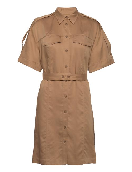 Calvin Klein Drapy Tencel Shirt Dress Calvin Klein Brown