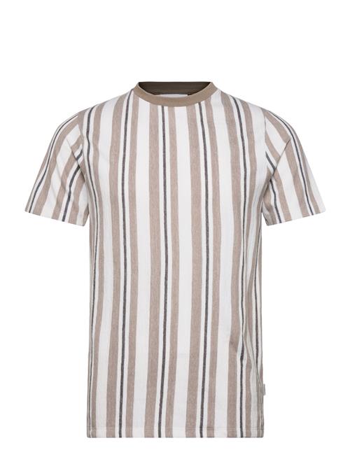 Lindbergh Towel Striped O-Neck Tee S/S Lindbergh Beige