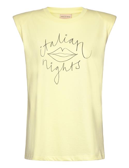 Stella Nova Cotton T-Shirt With Shoulderpads Stella Nova Yellow