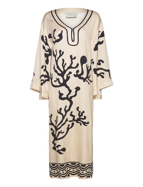 Malina Manon Printed Satin Kaftan Dress Malina Cream