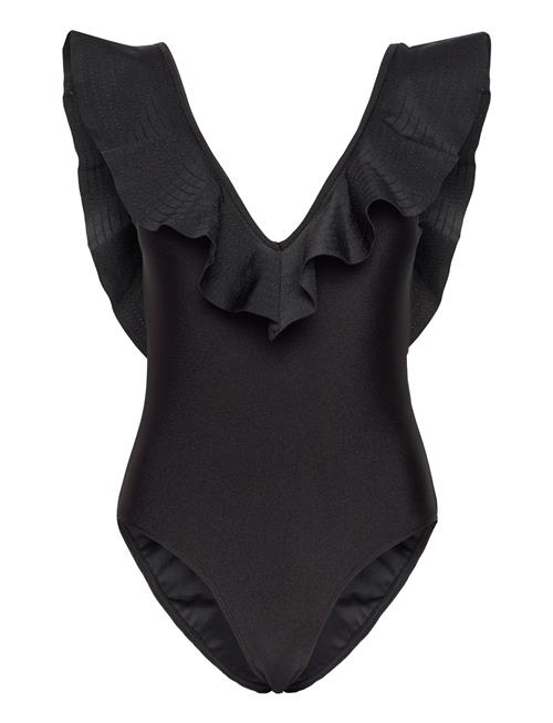 Malina Paola Ruffled V-Neck Swimsuit Malina Black