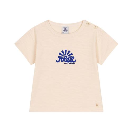 Se Petit Bateau Baby T-shirt Med Tryk Cremefarvet | Beige | 3 months ved Babyshop