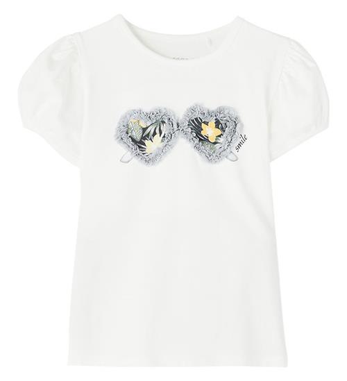 Se Name It T-shirt - NmfPflorida - Bright White ved KidsWorld