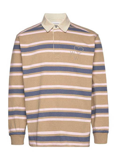 Brodie Striped Rugby Shirt Wood Wood Beige