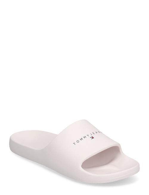 Se Tommy Hilfiger Tjw Printed Pu Pool Slide Tommy Hilfiger White ved Booztlet