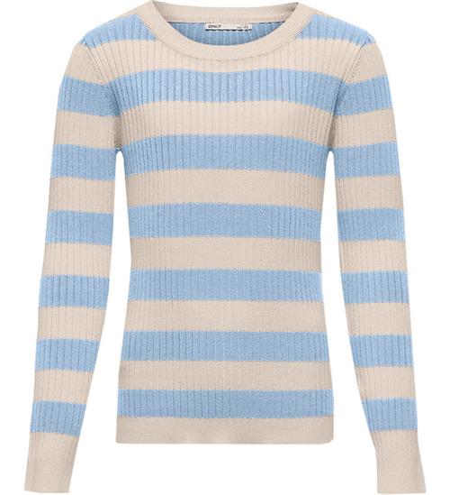 Se Kids Only Bluse - Strik - KogKarol - Birch/Cashmere Blue ved KidsWorld