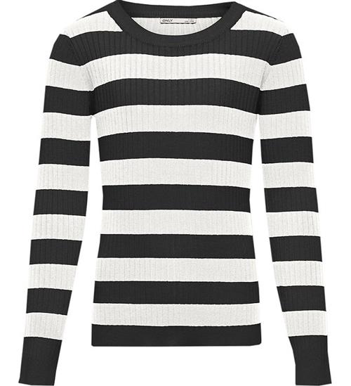 Kids Only Bluse - Strik - KogKarol - Black/Cloud Dancer