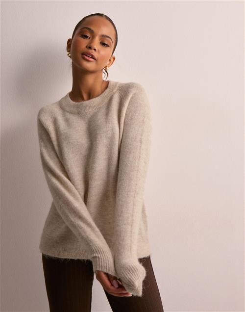 Selected Femme - Beige - Slflulu Ls Knit O-Neck B Noos