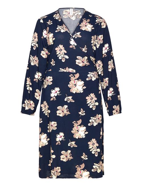 Carnova Ditte Life Ls Wrap Dress Aop ONLY Carmakoma Blue