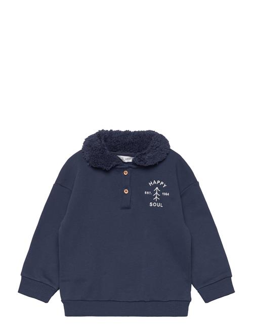 Mango Cotton Polo Sweatshirt Mango Navy