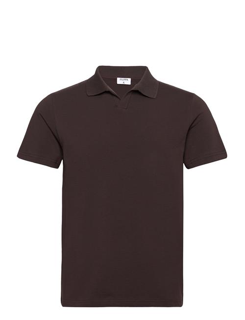 Se Filippa K Stretch Cotton Polo T-Shirt Filippa K Brown ved Booztlet