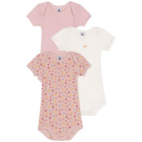 Se Petit Bateau 3-pak Blomstrede Babybodyer Lyserød | Lyserød | 18 months ved Babyshop