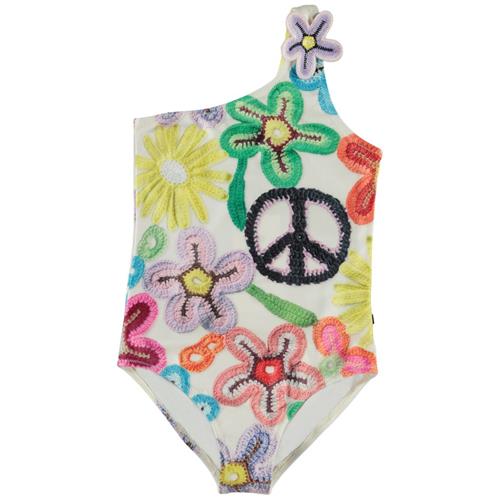 Se Molo Nai Badedragt Flower Power | Hvid | 116 cm ved Babyshop