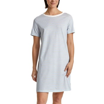 Calida Cotton Stripes Shortsleeve Nightdress Lyseblå Stribe bomuld Large Dame