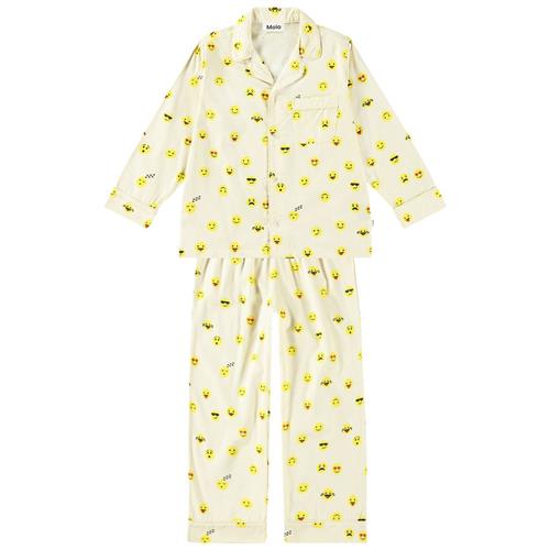 Molo GOTS Lex Pyjamas Pixel Emojis | Gul | 98 cm