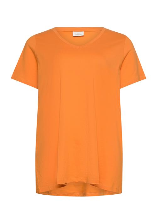 Carbonnie Life S/S V-Neck A-Shape Tee ONLY Carmakoma Orange