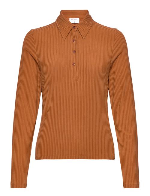 Filippa K Shiny Rib Button Polo Filippa K Orange