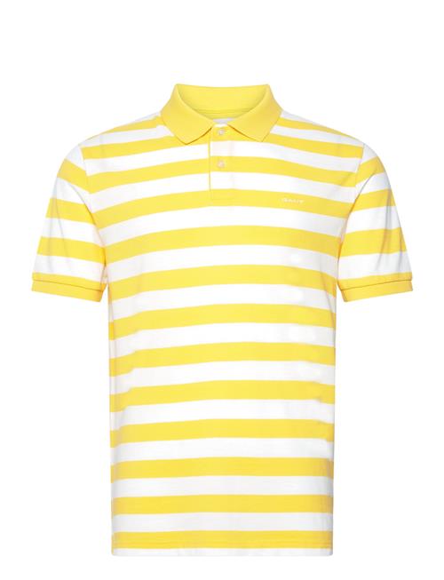 Se GANT Stripe Ss Pique Polo GANT Yellow ved Booztlet