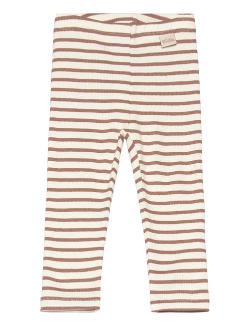 Se Petit Piao Legging Modal Striped Petit Piao Brown ved Booztlet