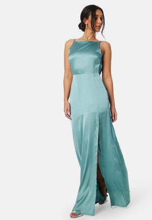 Se Bubbleroom Occasion Laylani Satin Gown Dark dusty green 34 ved Bubbleroom