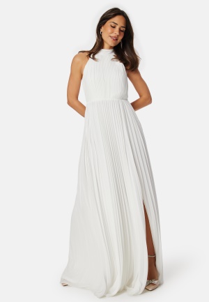 Se Bubbleroom Occasion Pleated Halter Neck Wedding  Gown White 34 ved Bubbleroom