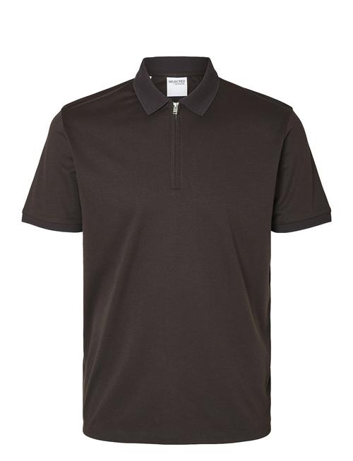 Selected Homme Slhfave Zip Ss Polo Noos Selected Homme Brown