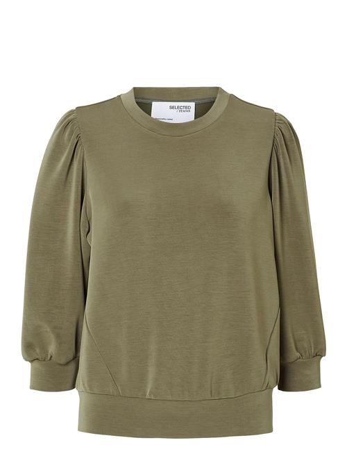 Se Selected Femme Slftenny 3/4 Sweat Top Noos Selected Femme Khaki ved Booztlet