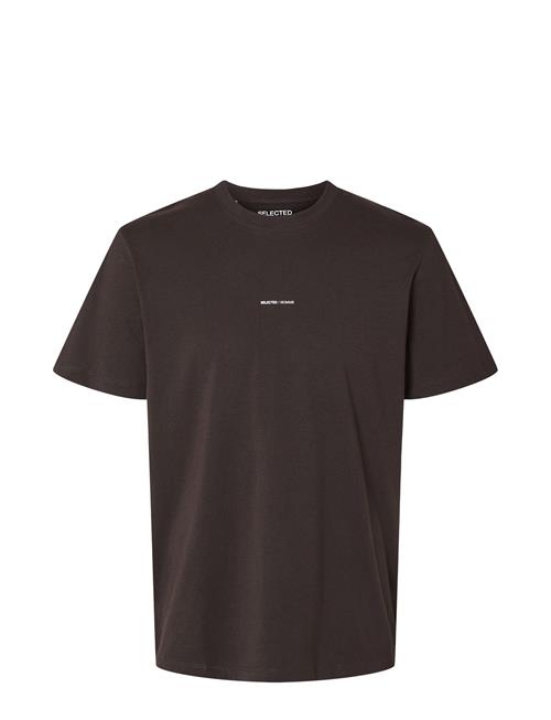 Slhaspen Print Ss O-Neck Tee W Noos Selected Homme Brown