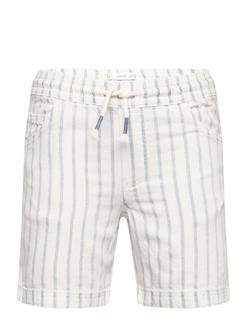 Mango Striped Cotton Bermuda Shorts Mango White