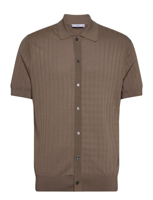 Se Mango Knitted Polo Shirt With Buttons Mango Brown ved Booztlet