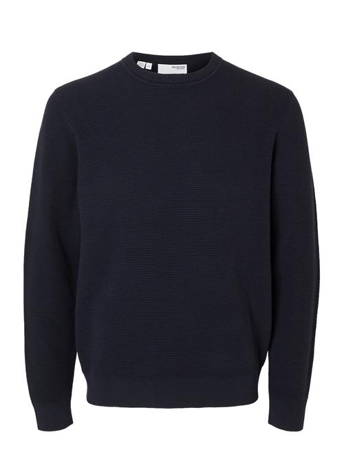 Se Selected Homme Slhross Ls Knit Structure Crew Neck Noos Selected Homme Navy ved Booztlet