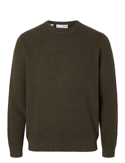 Slhross Ls Knit Structure Crew Neck Noos Selected Green