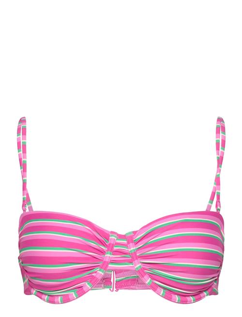 Mango Stripe-Print Bikini Top Mango Pink