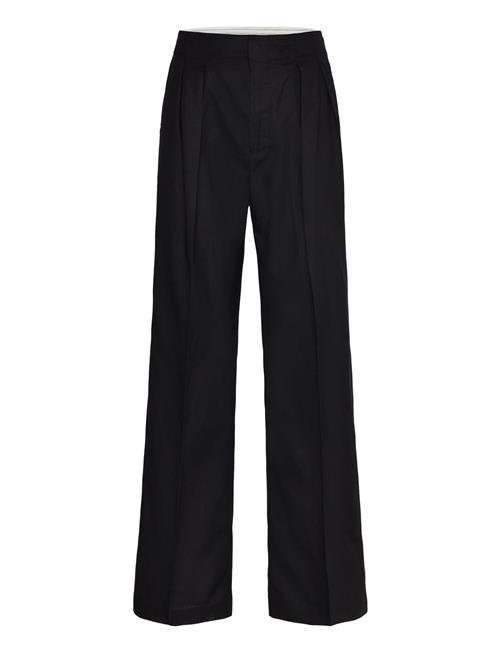 Se Mango Contrast-Trim Pleated Trousers Mango Black ved Booztlet