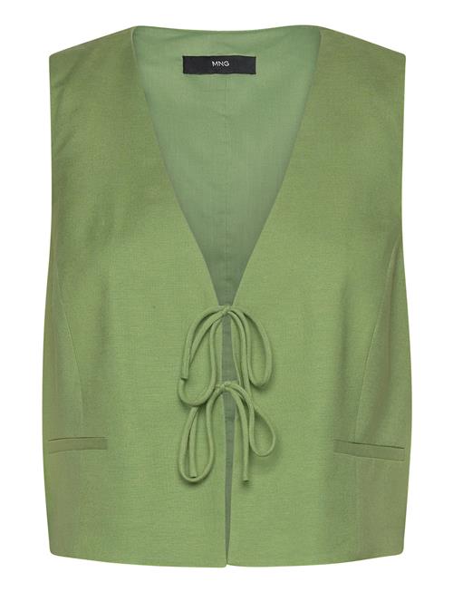 Se Mango Gilet With Tie Closure Mango Green ved Booztlet