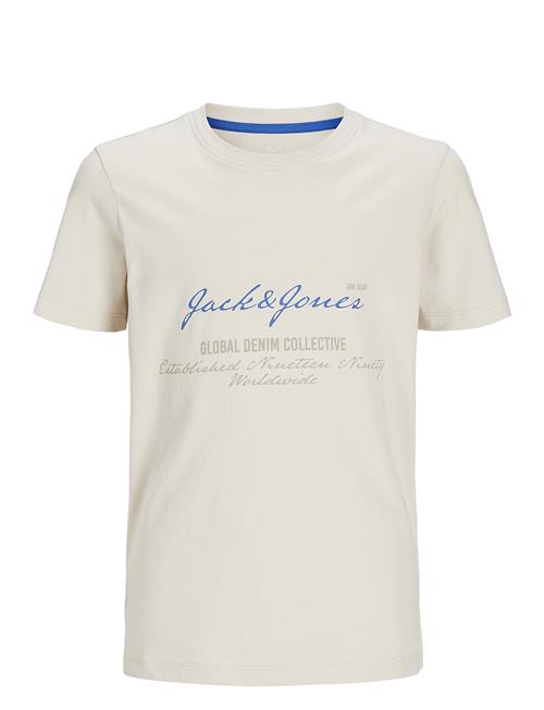 Se Jack & Jones Jjgreat B2S Logo Tee Ss Ln Jnr Jack & J S Cream ved Booztlet