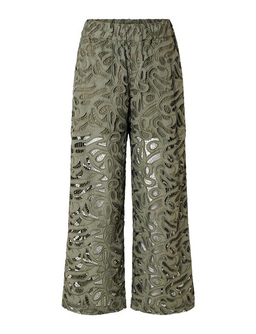 Selected Femme Slfallia Hw Broderi Pant B Selected Femme Khaki