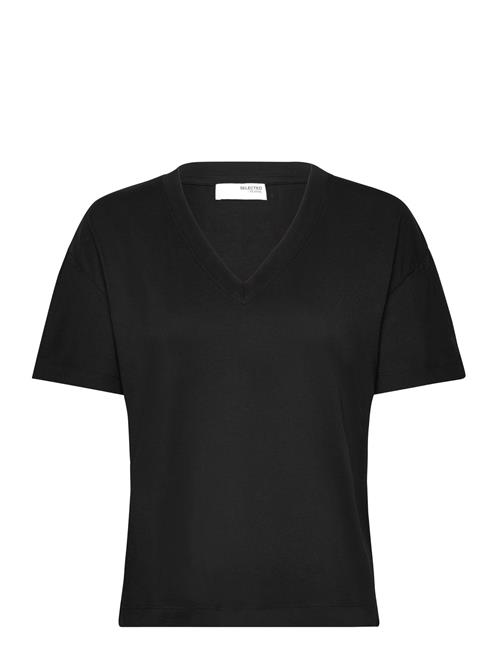 Se Slfcarli Ss V-Neck Tee Selected Black ved Booztlet