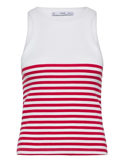 Stripe-Print Top Mango Red