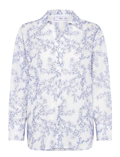 Mango Floral-Embroidered Shirt Mango Blue