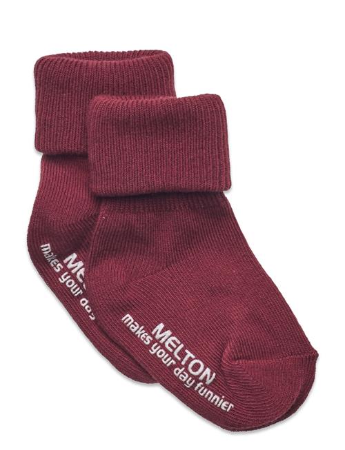 Melton Cotton Socks - Anti-Slip Melton Red