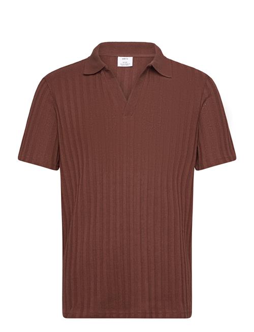 Se Mango Regular-Fit Ribbed Cotton Polo Shirt Mango Burgundy ved Booztlet