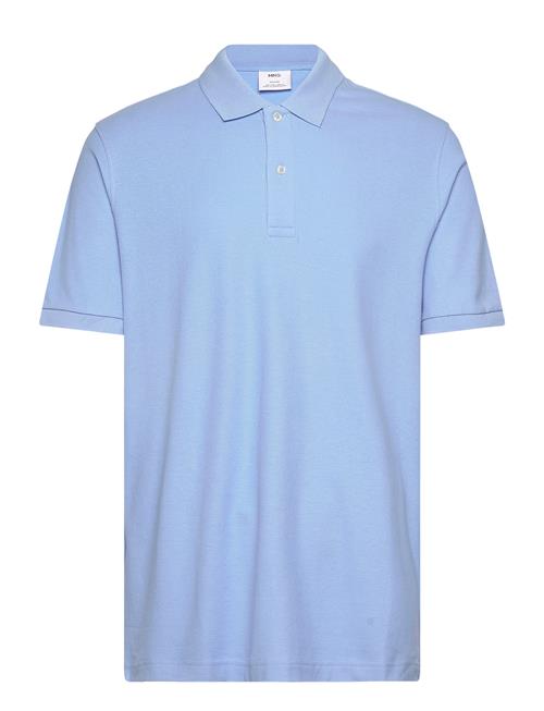 100 Cotton Pique Polo Shirt Mango Blue