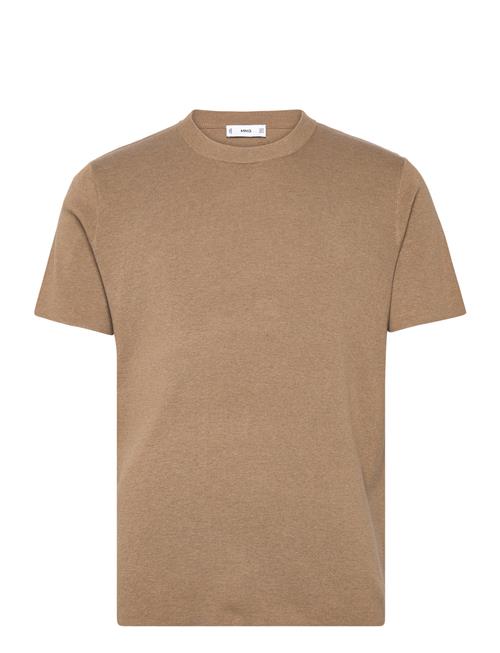 Mango Knit Cotton T-Shirt Mango Brown