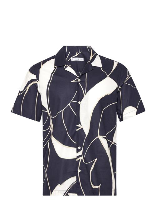 Se Mango 100% Cotton Printed Shirt Mango Navy ved Booztlet